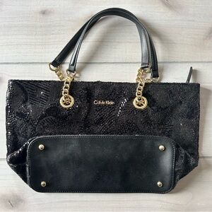 NWT Calvin Klein Black Sequins Medium Shoulder Handbag